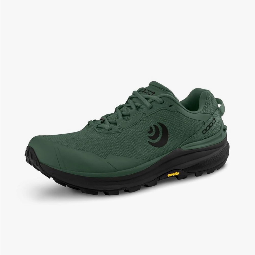 Topo Athletic Men's Dark Green and Charcoal Shoes, great for hiking